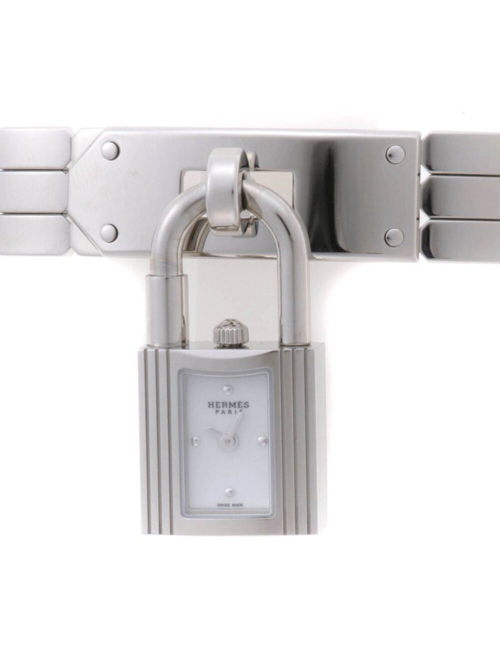 Hermes Kelly Mini Watch Stainless Steel White Dial